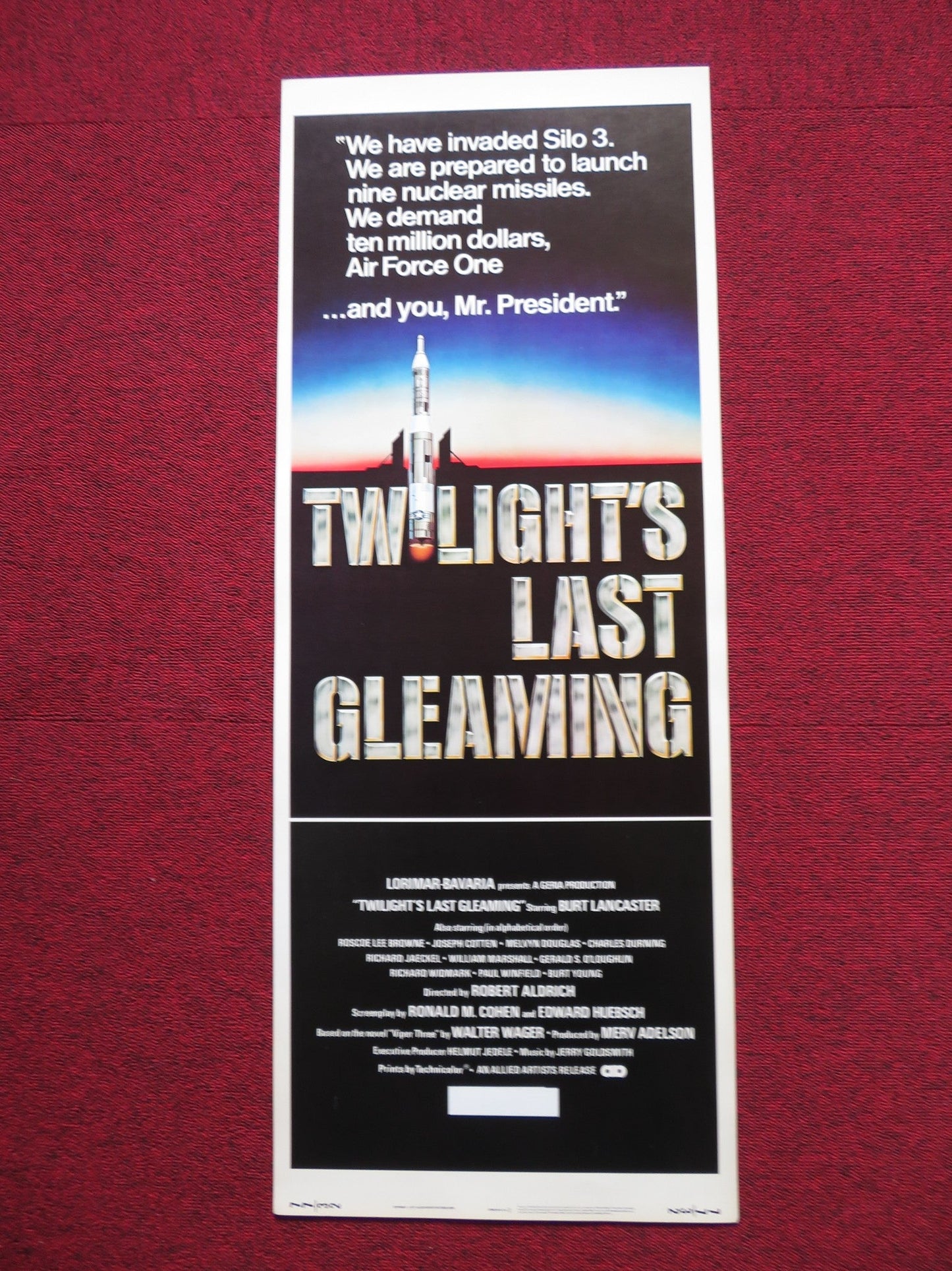 TWLIGHT'S LAST GLEAMING US INSERT (14"x 36") POSTER BURT LANCASTER 1977 Rendezvous Cinema Movie posters