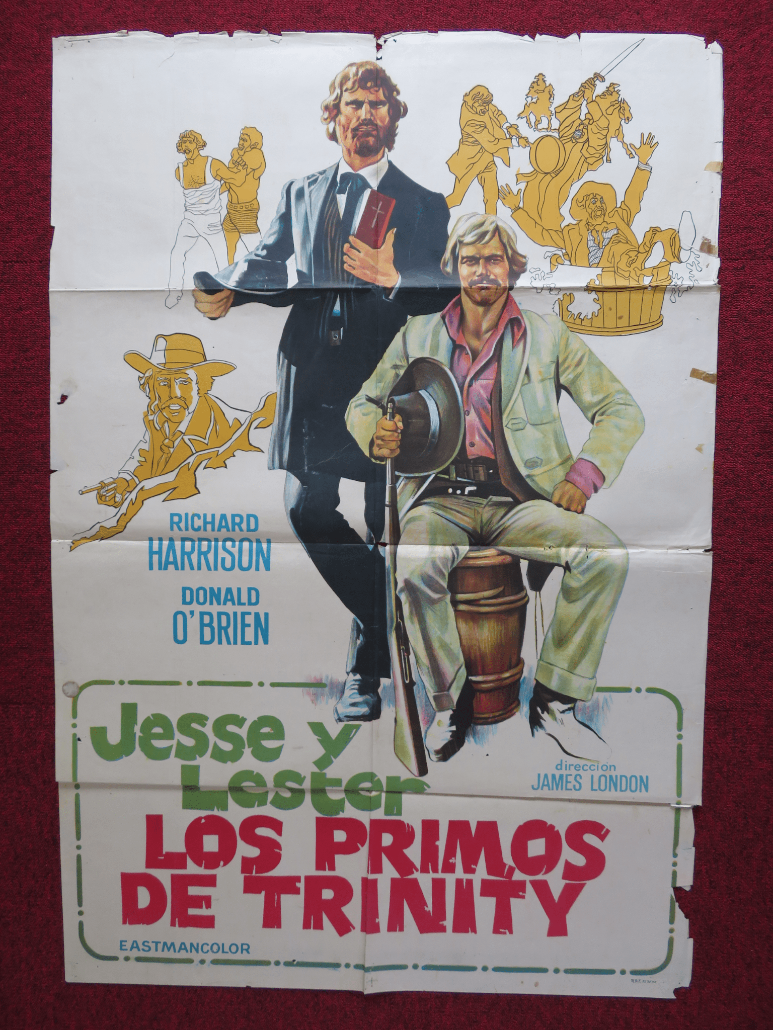 TWO BROTHERS IN TRINITY FOLDED ARGENTINA ONE SHEET POSTER R. HARRISON 1972 Rendezvous Cinema Movie posters