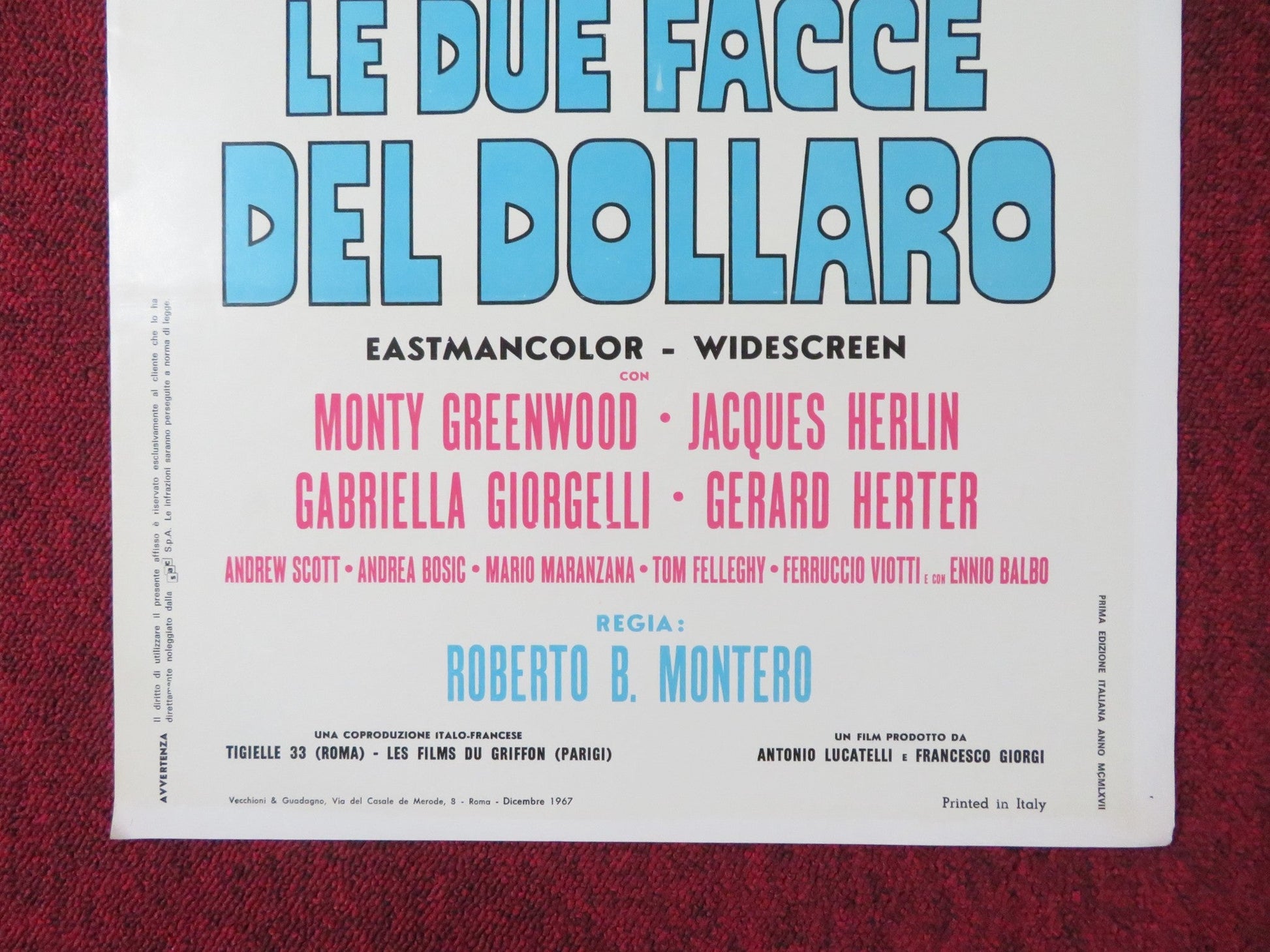 TWO FACES OF THE DOLLAR ITALIAN LOCANDINA POSTER MONTY GREENWOOD J. HERLIN 1967 Rendezvous Cinema Movie posters