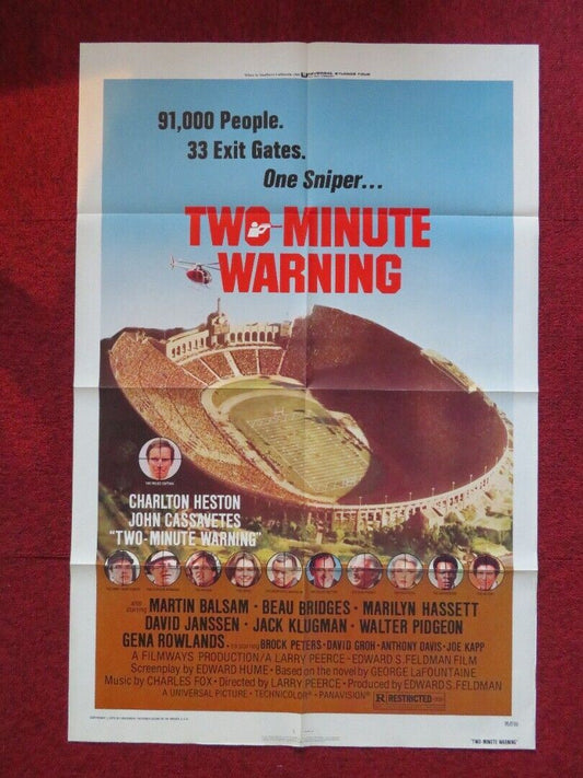 TWO MINUTE WARNING FOLDED US ONE SHEET POSTER CHARLTON HESTON 1976 Movie posters