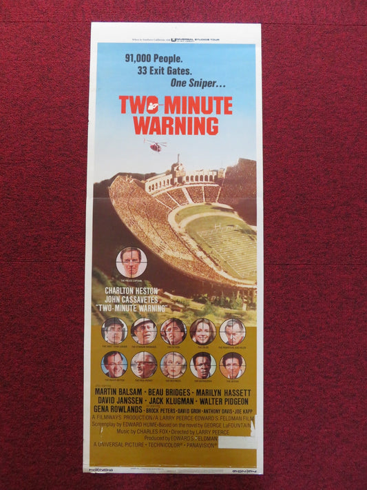 TWO MINUTE WARNING US INSERT (14"x 36") POSTER C. HESTON J. CASSAVETES 1976 Rendezvous Cinema Movie posters