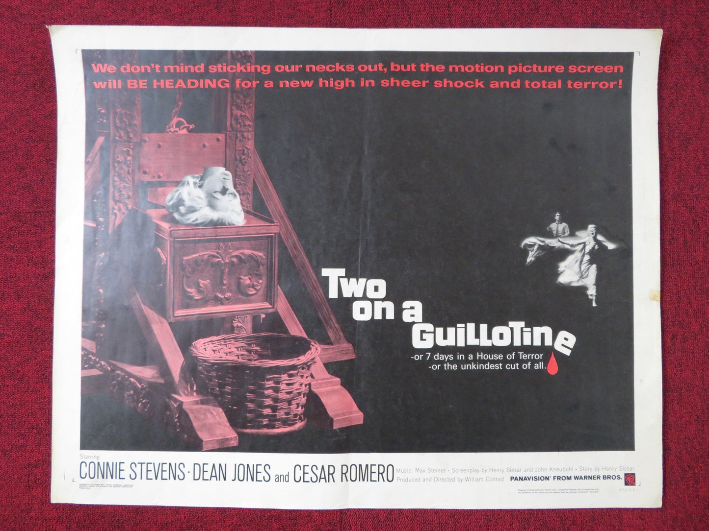TWO ON A GUILLOTINE US HALF SHEET (22"x 28") POSTER CONNIE STEVENS D. JONES 1965 Rendezvous Cinema Movie posters
