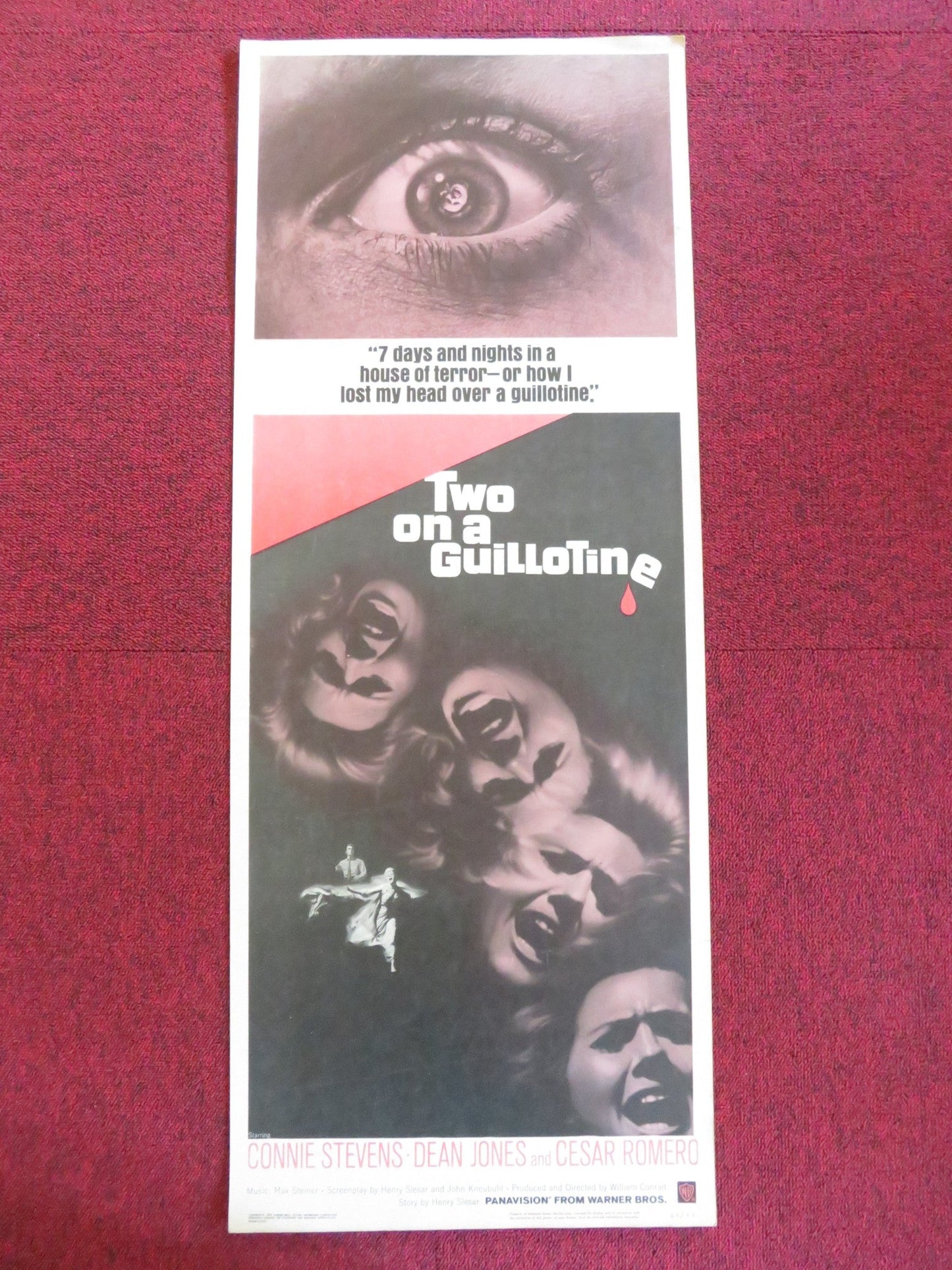 TWO ON A GUILLOTINE US INSERT (14"x 36") POSTER CONNIE STEVENS DEAN JONES 1965 Rendezvous Cinema Movie posters