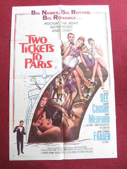 TWO TICKETS TO PARIS FOLDED US ONE SHEET POSTER JOEY DEE GARY CROSBY 1962 Rendezvous Cinema Movie posters