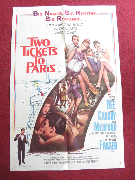 TWO TICKETS TO PARIS FOLDED US ONE SHEET POSTER JOEY DEE GARY CROSBY 1962 Rendezvous Cinema Movie posters