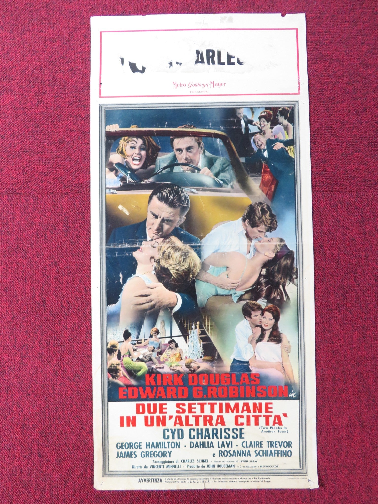 TWO WEEKS IN ANOTHER TOWN ITALIAN LOCANDINA POSTER KIRK DOUGLAS ROBINS 1962 Rendezvous Cinema Movie posters