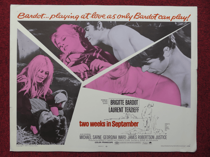 TWO WEEKS IN SEPTEMBER US HALF SHEET (22"x 28") POSTER BRIGITTE BARDOT 1966 Rendezvous Cinema Movie posters