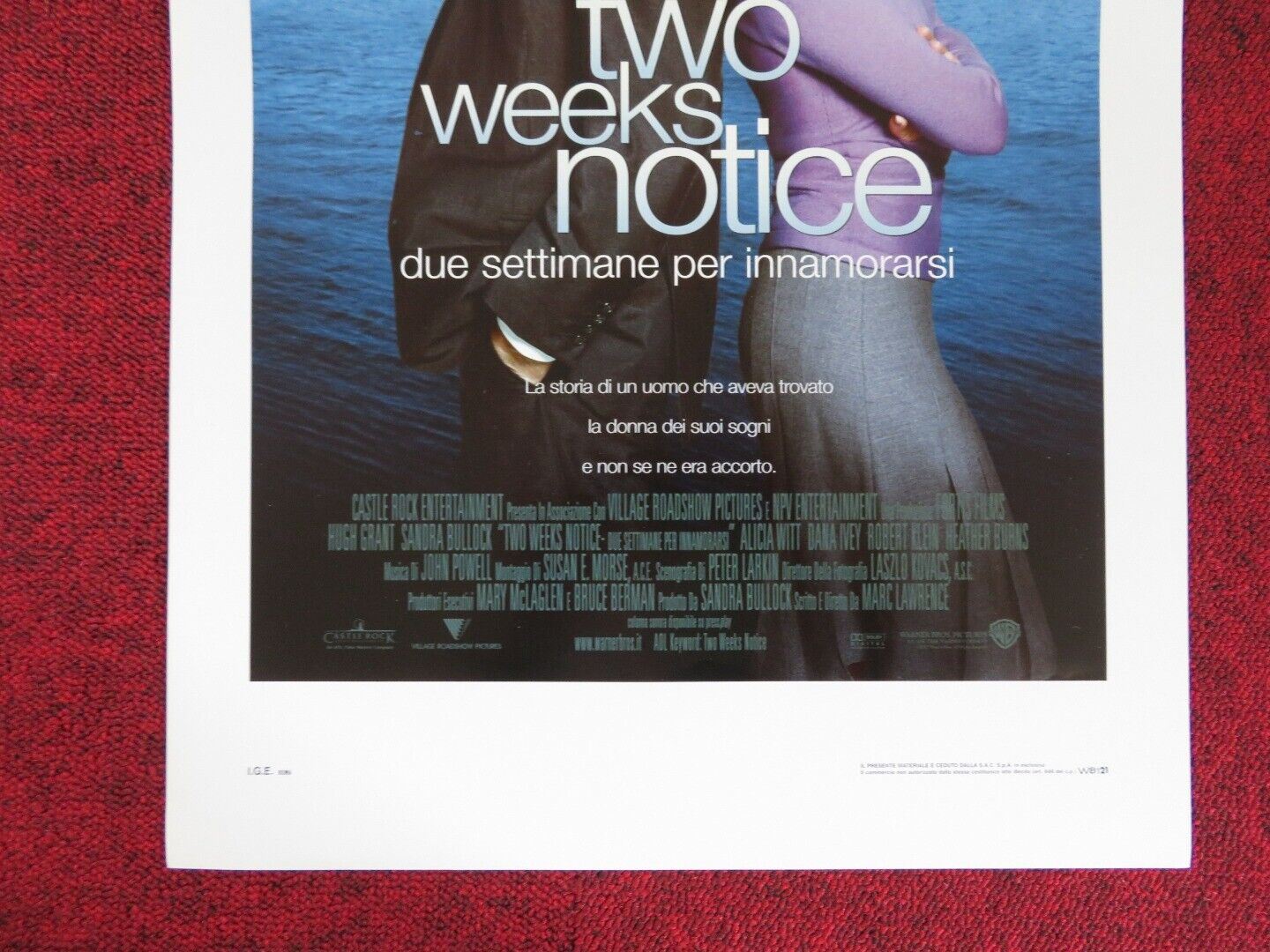 TWO WEEKS NOTICE ITALIAN LOCANDINA (27.5"x13") POSTER H GRANT S BULLOCK 2002 Movie posters