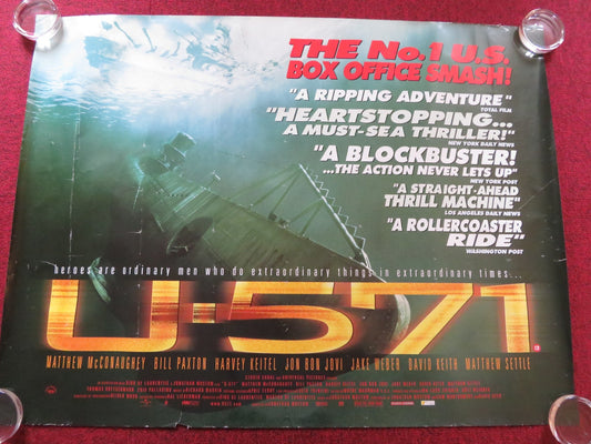 U - 571 UK QUAD (30"x 40") ROLLED POSTER MATTHEW MCCONAUGHEY BILL PAXTON 2000 Rendezvous Cinema Movie posters