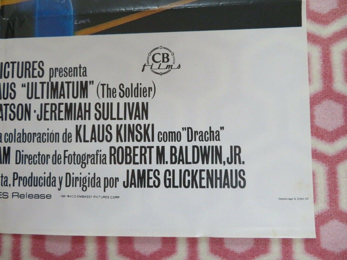 ULTIMATUM/ THE SOLDIER SPANISH (39.5"X 27.5") ROLLED POSTER KEN WAHL 1982 Movie posters