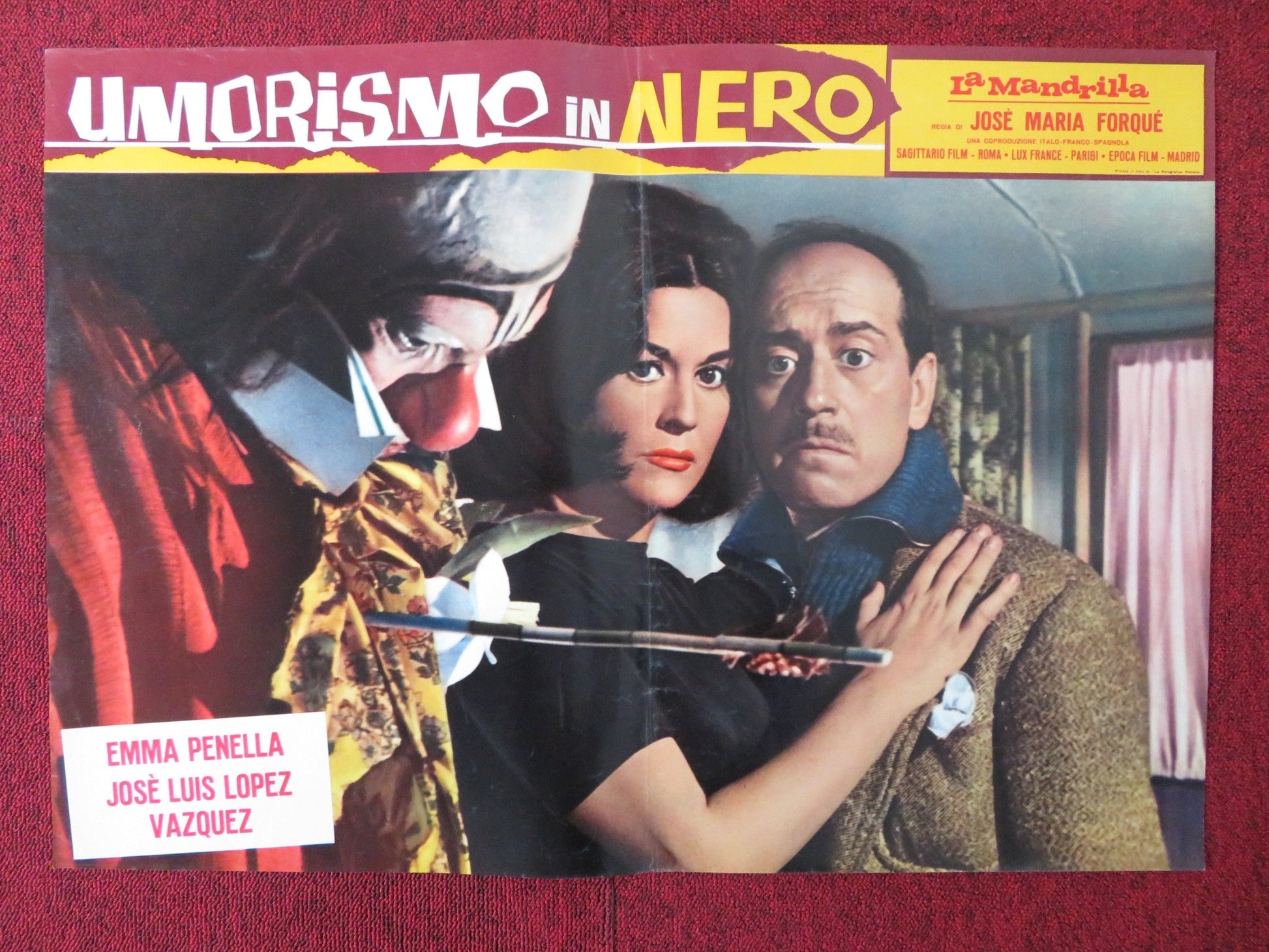 UMORISMO IN NERO - C ITALIAN FOTOBUSTA POSTER SYLVIE PIERRE BRASSEUR 1965 Rendezvous Cinema Movie posters