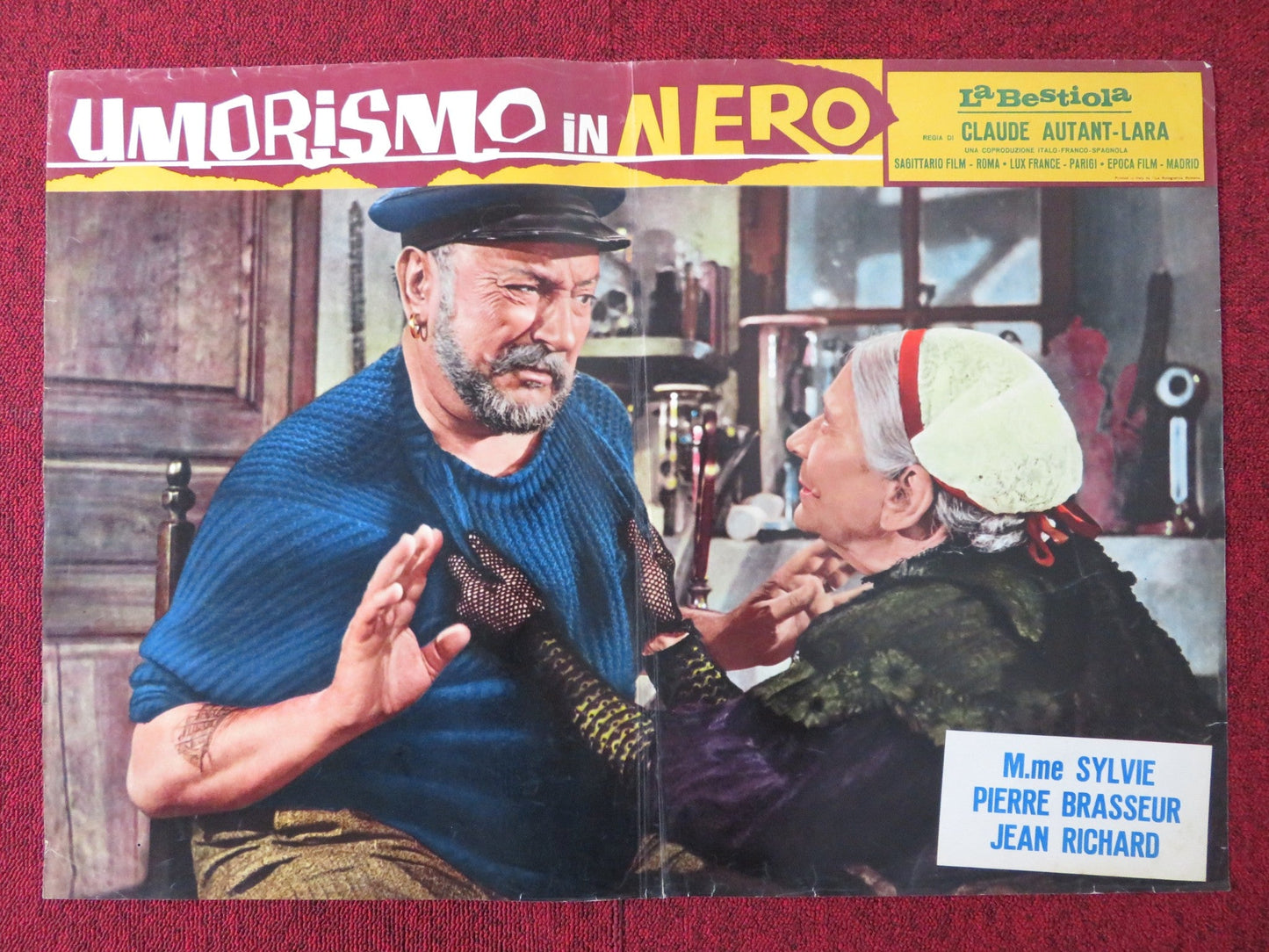 UMORISMO IN NERO - F ITALIAN FOTOBUSTA POSTER SYLVIE PIERRE BRASSEUR 1965 Rendezvous Cinema Movie posters