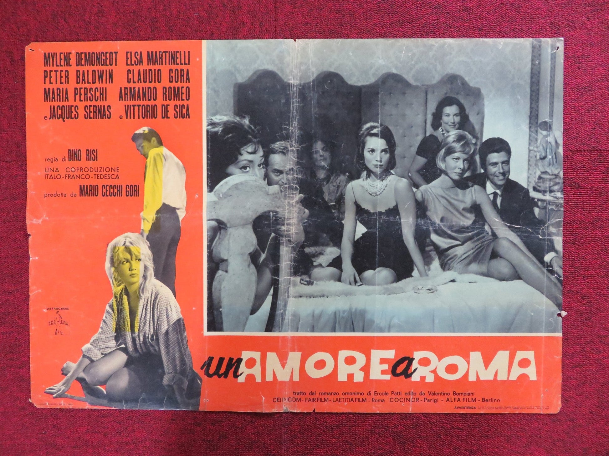 UN AMORE A ROMA - B ITALIAN FOTOBUSTA POSTER MYLENE DEMONGEOT MARTINELLI 1960 Rendezvous Cinema Movie posters
