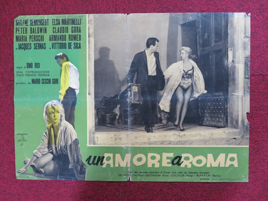 UN AMORE A ROMA - C ITALIAN FOTOBUSTA POSTER MYLENE DEMONGEOT MARTINELLI 1960 Rendezvous Cinema Movie posters