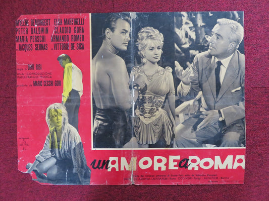 UN AMORE A ROMA - E ITALIAN FOTOBUSTA POSTER MYLENE DEMONGEOT MARTINELLI 1960 Rendezvous Cinema Movie posters