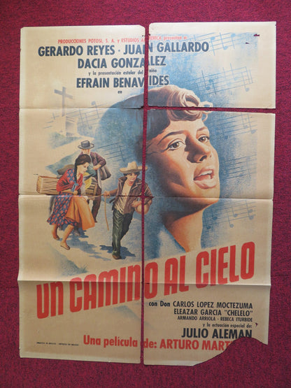 UN CAMINO AL CIELO FOLDED MEXICAN POSTER GERADO REYES JUAN GALLARDO 1975 Rendezvous Cinema Movie posters