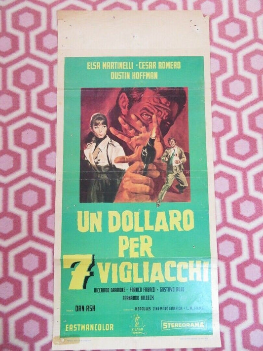 UN DOLLARO PER 7 VIGLIACCHI ITALIAN LOCANDINA (27.5" x 13") POSTER 1968 Movie posters