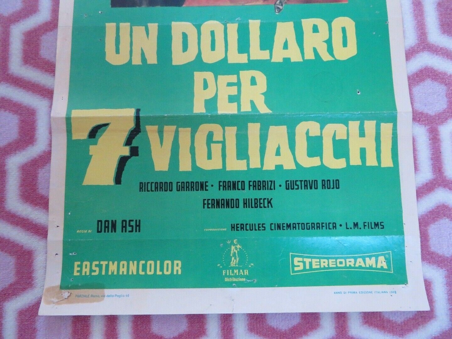 UN DOLLARO PER 7 VIGLIACCHI ITALIAN LOCANDINA (27.5" x 13") POSTER 1968 Movie posters