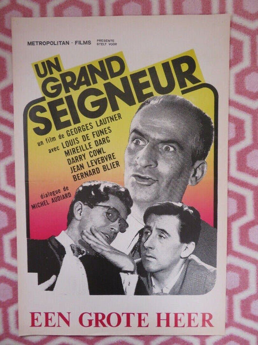 UN GRAND SEIGNEUR BELGIUM (21.5"x14.5") POSTER LOUIS DE FUNES 1965 - Rendezvous Cinema