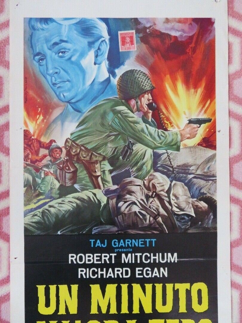 UN MINUTO ALL'ORA ZERO ITALIAN LOCANDINA (27.5"x 13") POSTER ROBERT MITCHUM 1952 Movie posters