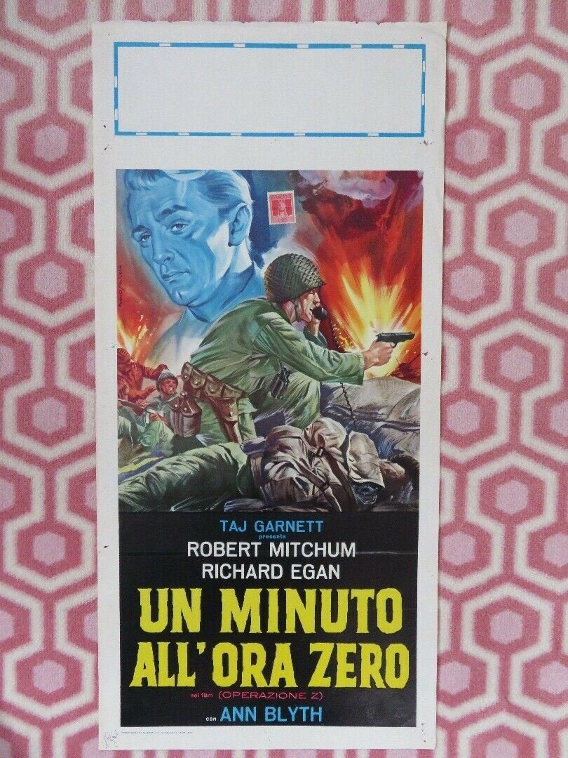 UN MINUTO ALL'ORA ZERO ITALIAN LOCANDINA (27.5"x 13") POSTER ROBERT MITCHUM 1952 Movie posters