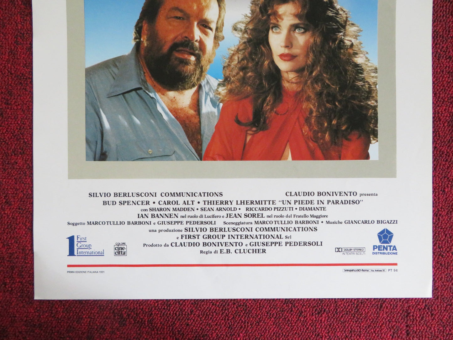 UN PIEDE IN PARADISO ITALIAN LOCANDINA POSTER BUD SPENCER CAROL ALT 1991 Rendezvous Cinema Movie posters