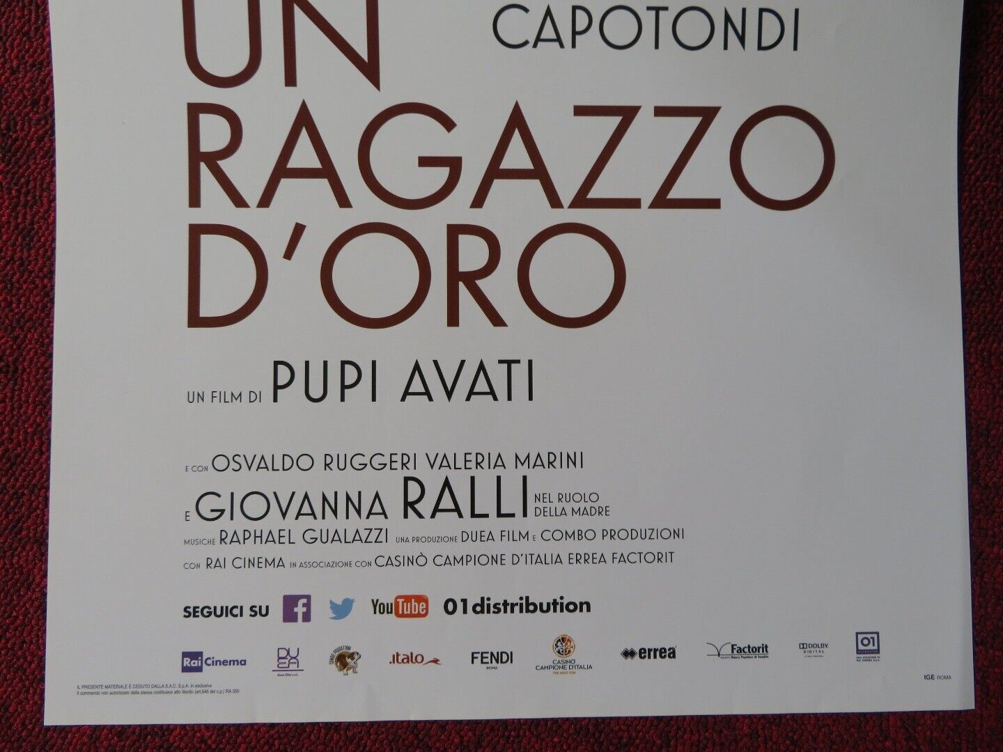 UN RAGAZZO D'ORO ITALIAN LOCANDINA (27"x12.5") POSTER SHARON STONE 2014 - Rendezvous Cinema