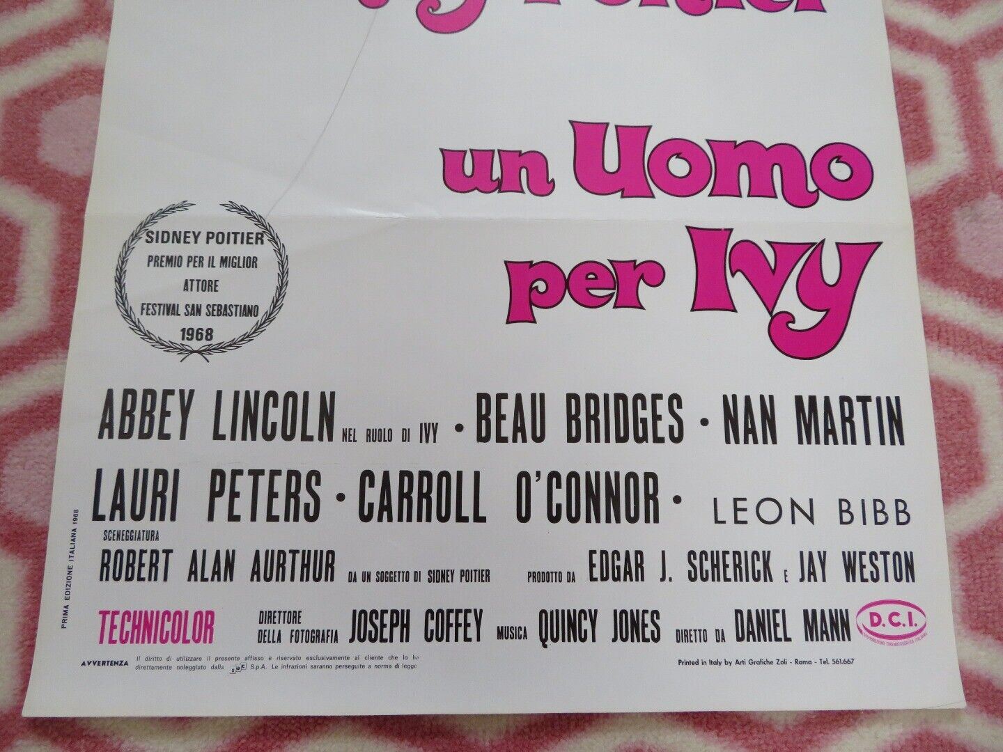 UN UOMO PER IVY /For Love of Ivy ITALIAN LOCANDINA (27.5"x 12.5") POSTER 1968 - Rendezvous Cinema
