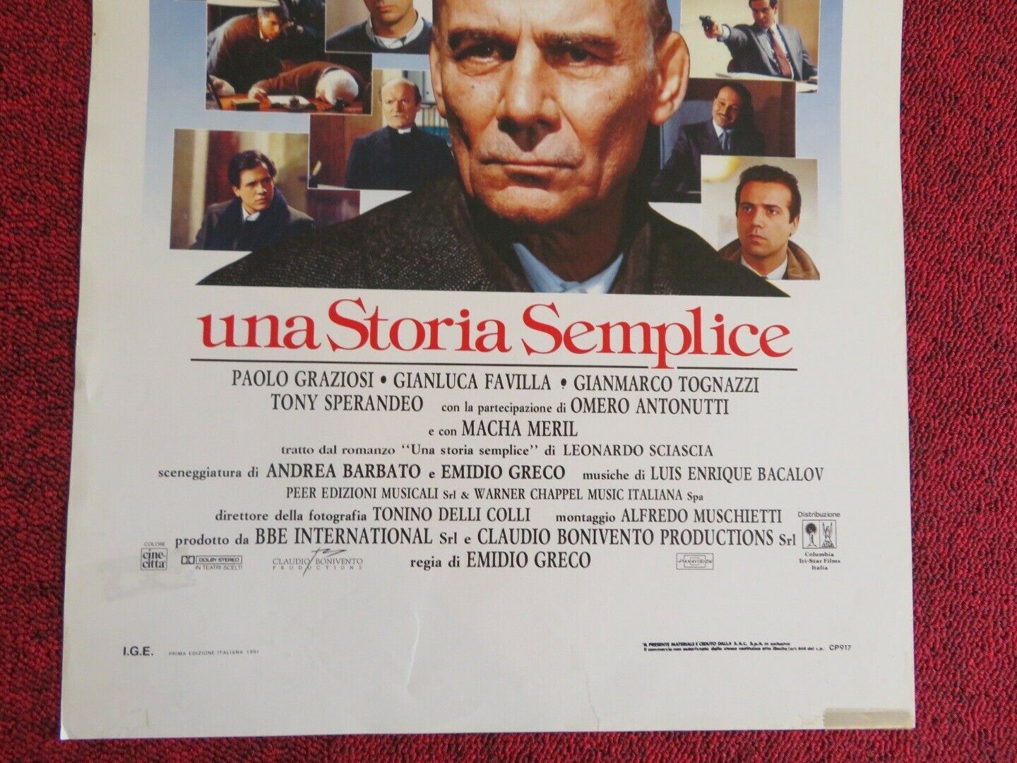 UNA STORIA SEMPLICE ITALIAN LOCANDINA (27.5"x13") POSTER ENNIO FNTASTICHINI '91 Movie posters