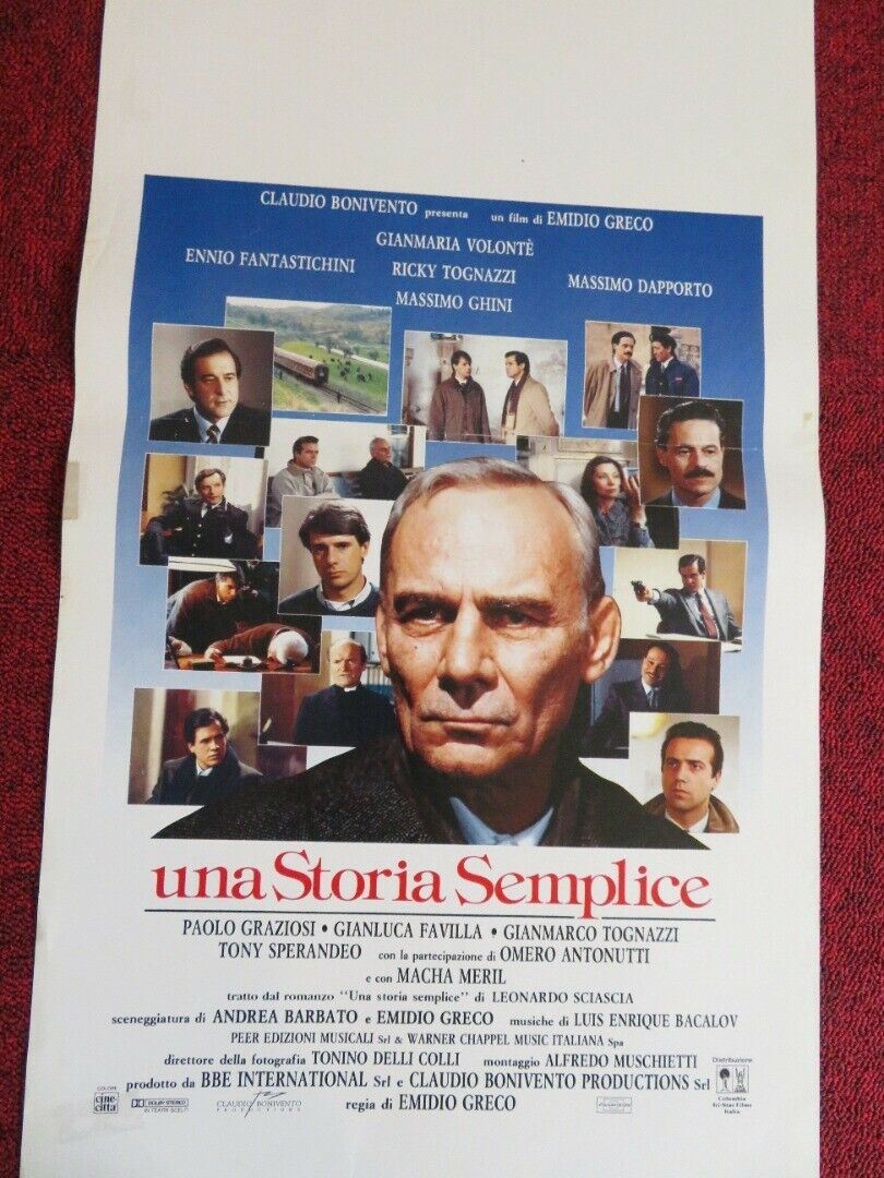 UNA STORIA SEMPLICE ITALIAN LOCANDINA (27.5"x13") POSTER ENNIO FNTASTICHINI '91 Movie posters