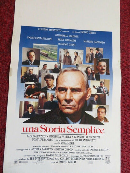 UNA STORIA SEMPLICE ITALIAN LOCANDINA (27.5"x13") POSTER ENNIO FNTASTICHINI '91 Movie posters