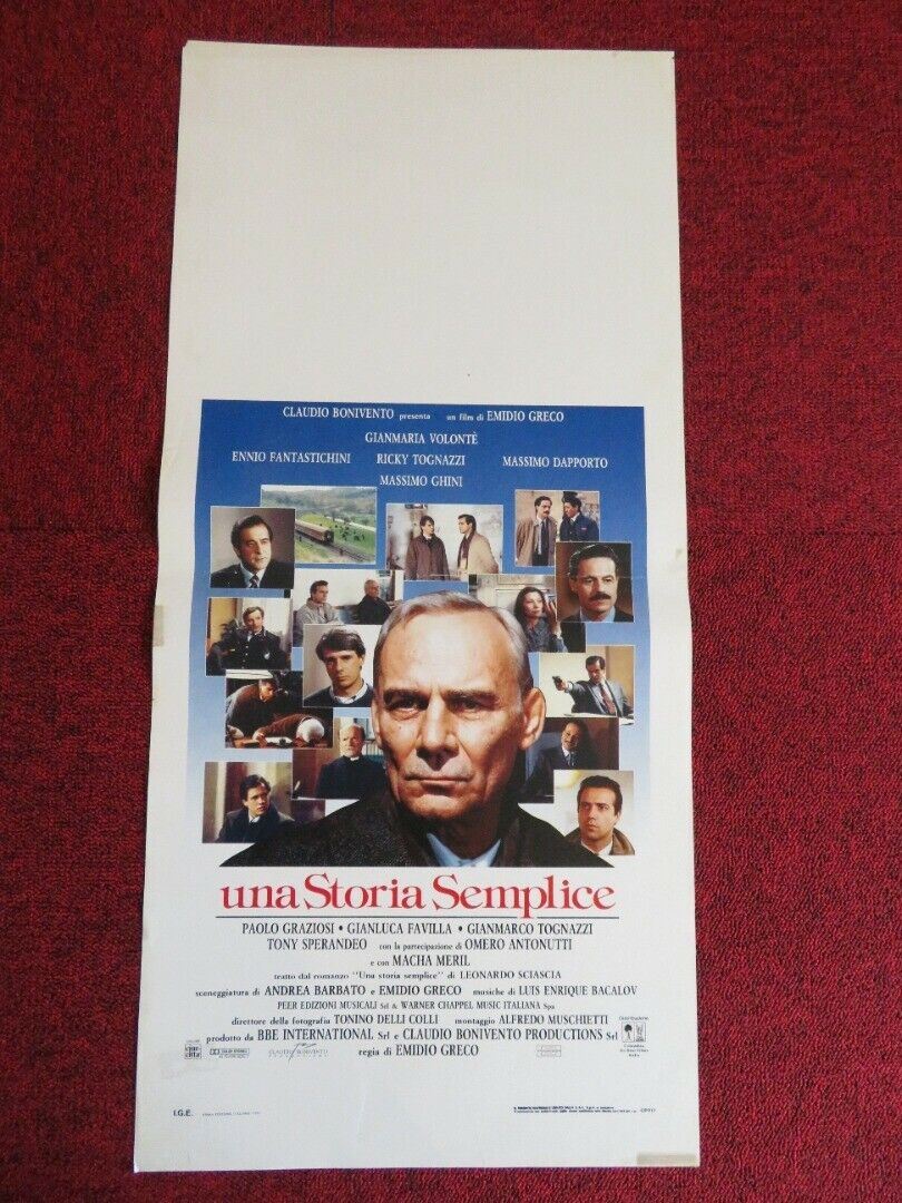 UNA STORIA SEMPLICE ITALIAN LOCANDINA (27.5"x13") POSTER ENNIO FNTASTICHINI '91 Movie posters