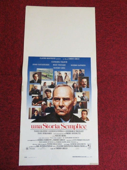 UNA STORIA SEMPLICE ITALIAN LOCANDINA (27.5"x13") POSTER ENNIO FNTASTICHINI '91 Movie posters