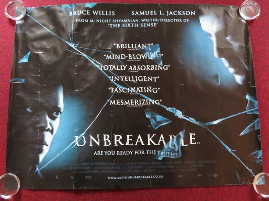 UNBREAKABLE UK QUAD (30"x 40") ROLLED POSTER BRUCE WILLIS SAMUEL L. JACKSON 2000 Rendezvous Cinema Movie posters