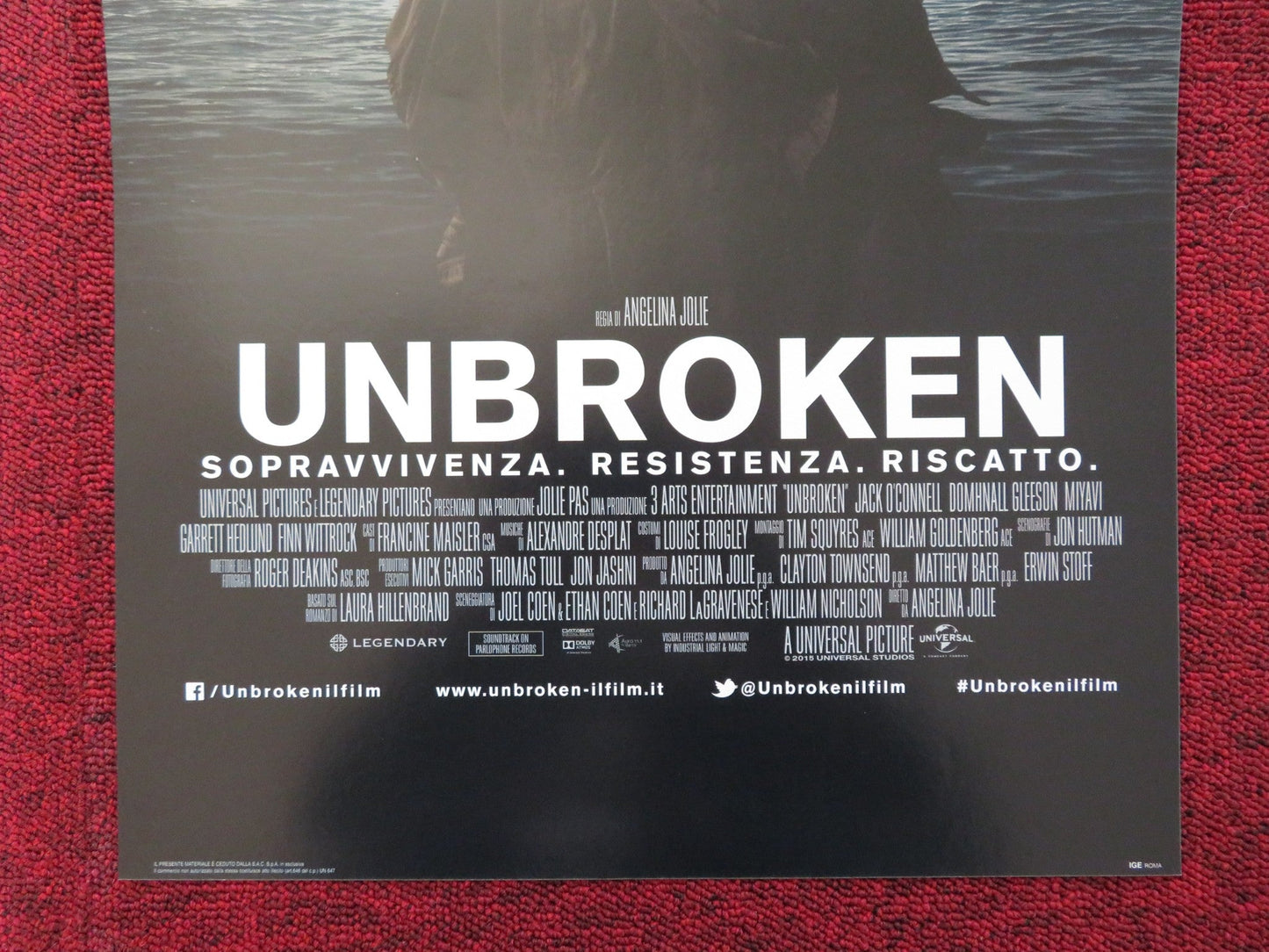 UNBROKEN ITALIAN LOCANDINA POSTER ANGELINA JOLIE JACK O'CONNELL 2014 Rendezvous Cinema Movie posters