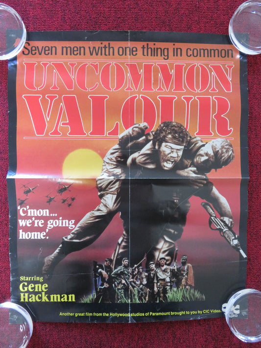 UNCOMMON VALOUR VHS VIDEO POSTER GENE HACKMAN ROBERT STACK 1983 Rendezvous Cinema Movie posters