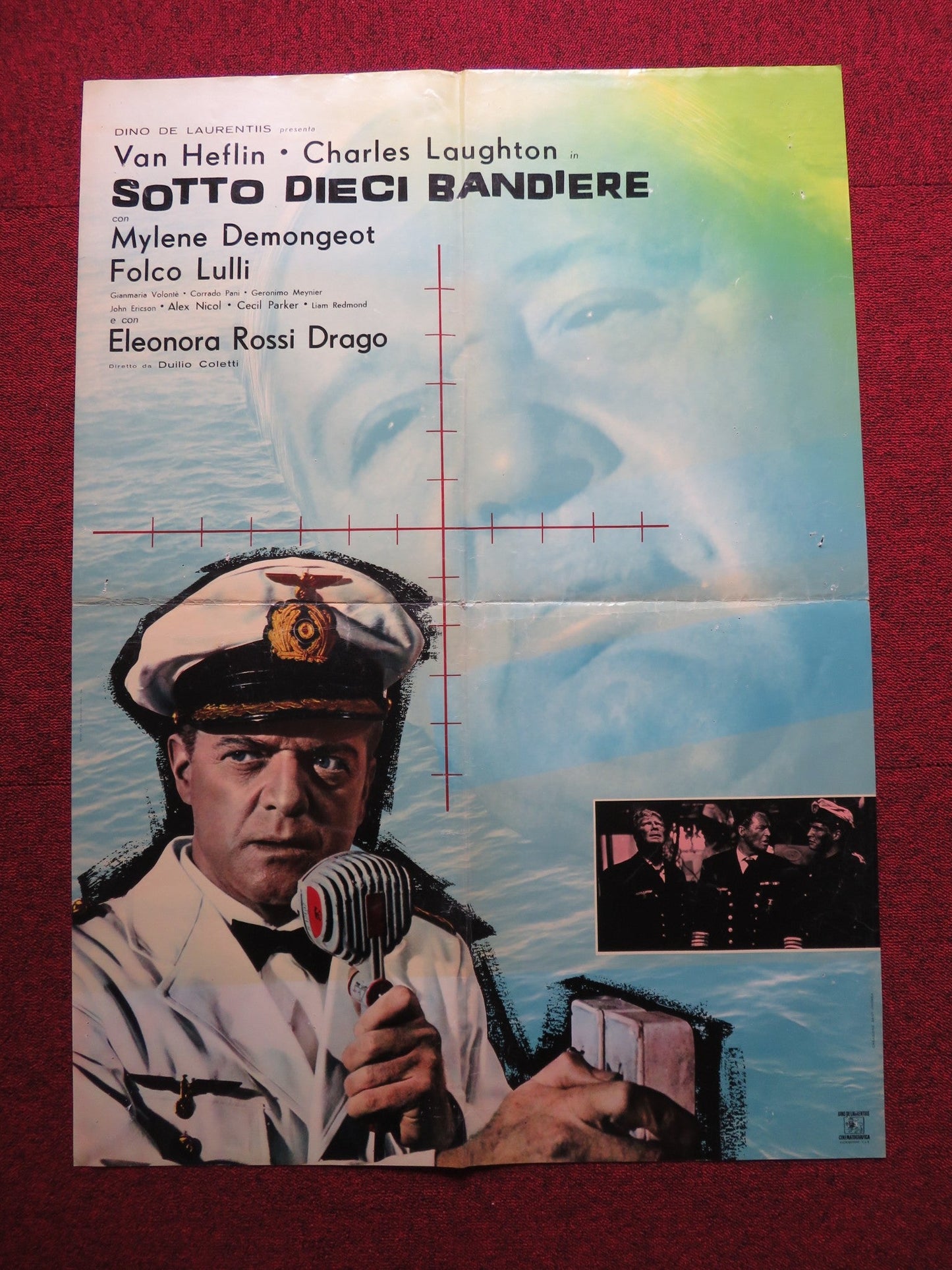 UNDER TEN FLAGS ITALIAN FOGLIO POSTER VAN HEFLIN CHARLES LAUGHTON 1960 Rendezvous Cinema Movie posters