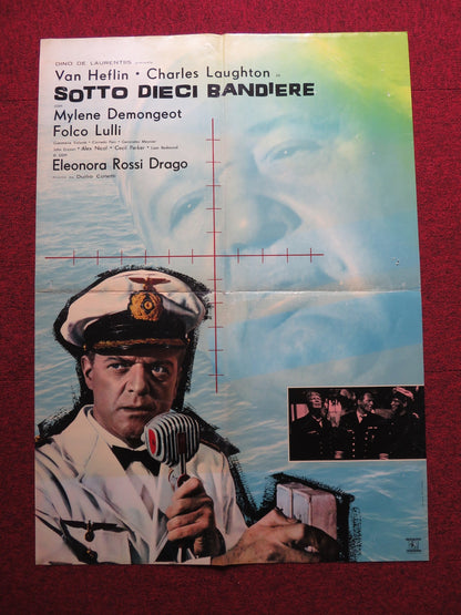 UNDER TEN FLAGS ITALIAN FOGLIO POSTER VAN HEFLIN CHARLES LAUGHTON 1960 Rendezvous Cinema Movie posters