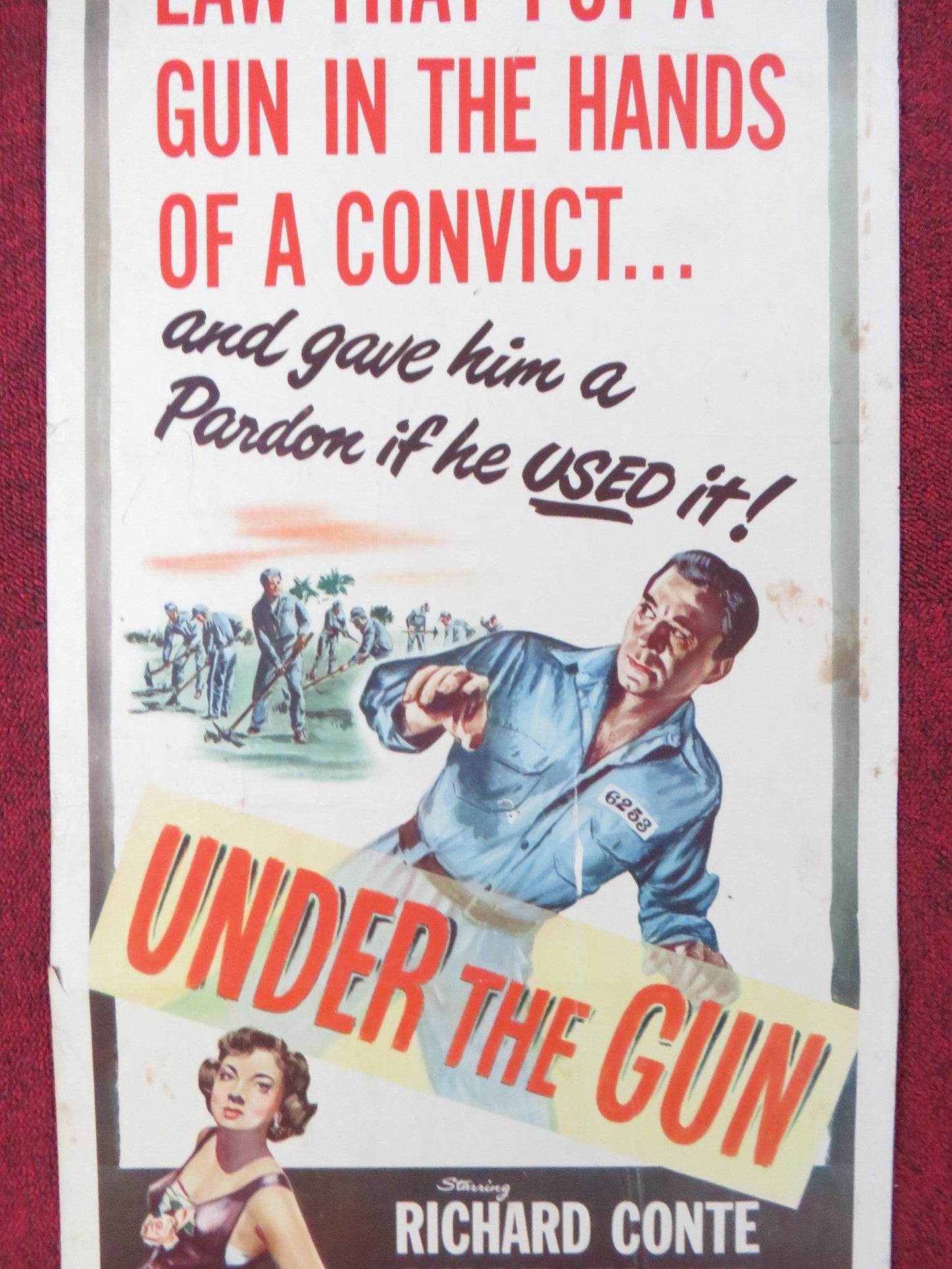 UNDER THE GUN US INSERT (14"x 36") POSTER RICHARD CONTE AUDREY TOTTER 1951 Rendezvous Cinema Movie posters