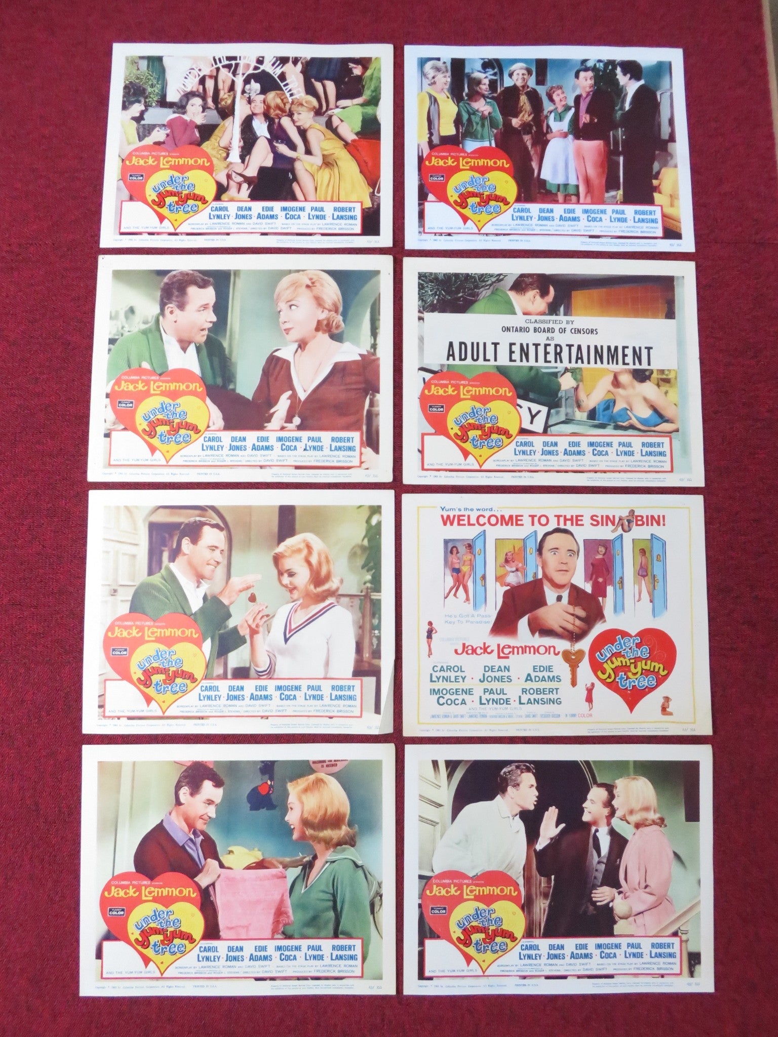 UNDER THE YUM YUM TREE US LOBBY CARD SET JACK LEMMON C. LYNLEY DEAN JONES 1963 Rendezvous Cinema Movie posters