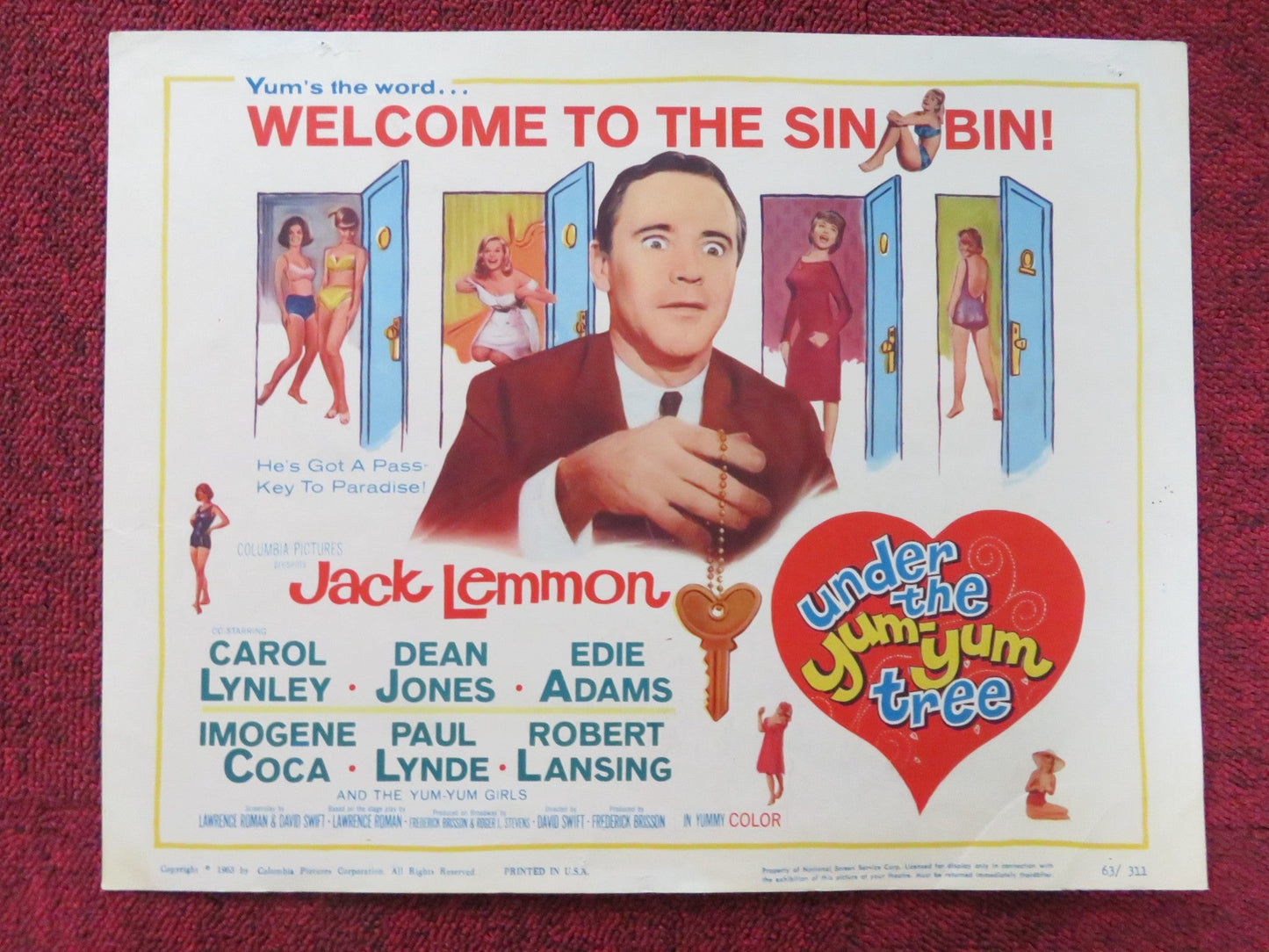 UNDER THE YUM YUM TREE US LOBBY CARD SET JACK LEMMON C. LYNLEY DEAN JONES 1963 Rendezvous Cinema Movie posters
