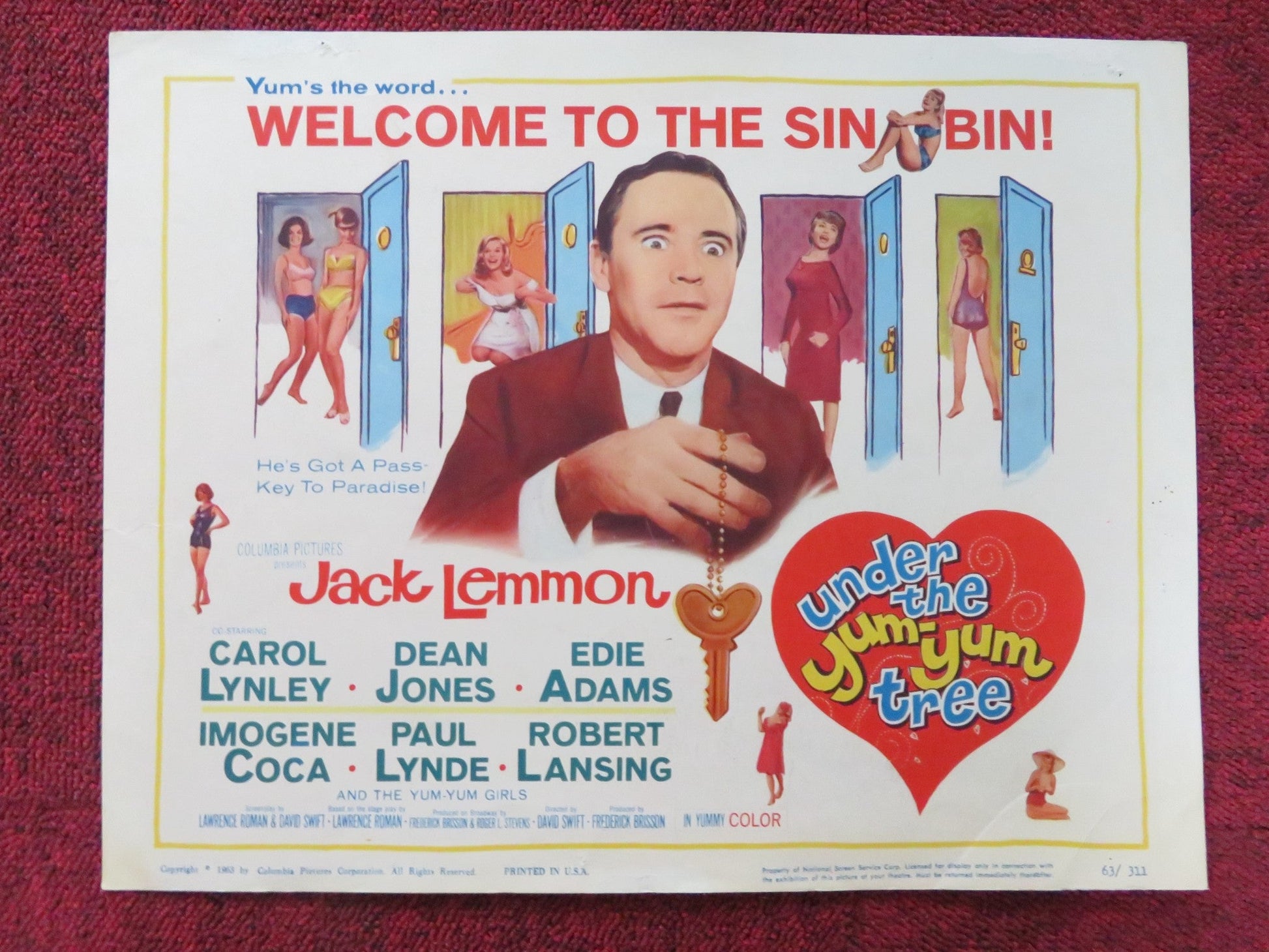 UNDER THE YUM YUM TREE US LOBBY CARD SET JACK LEMMON C. LYNLEY DEAN JONES 1963 Rendezvous Cinema Movie posters