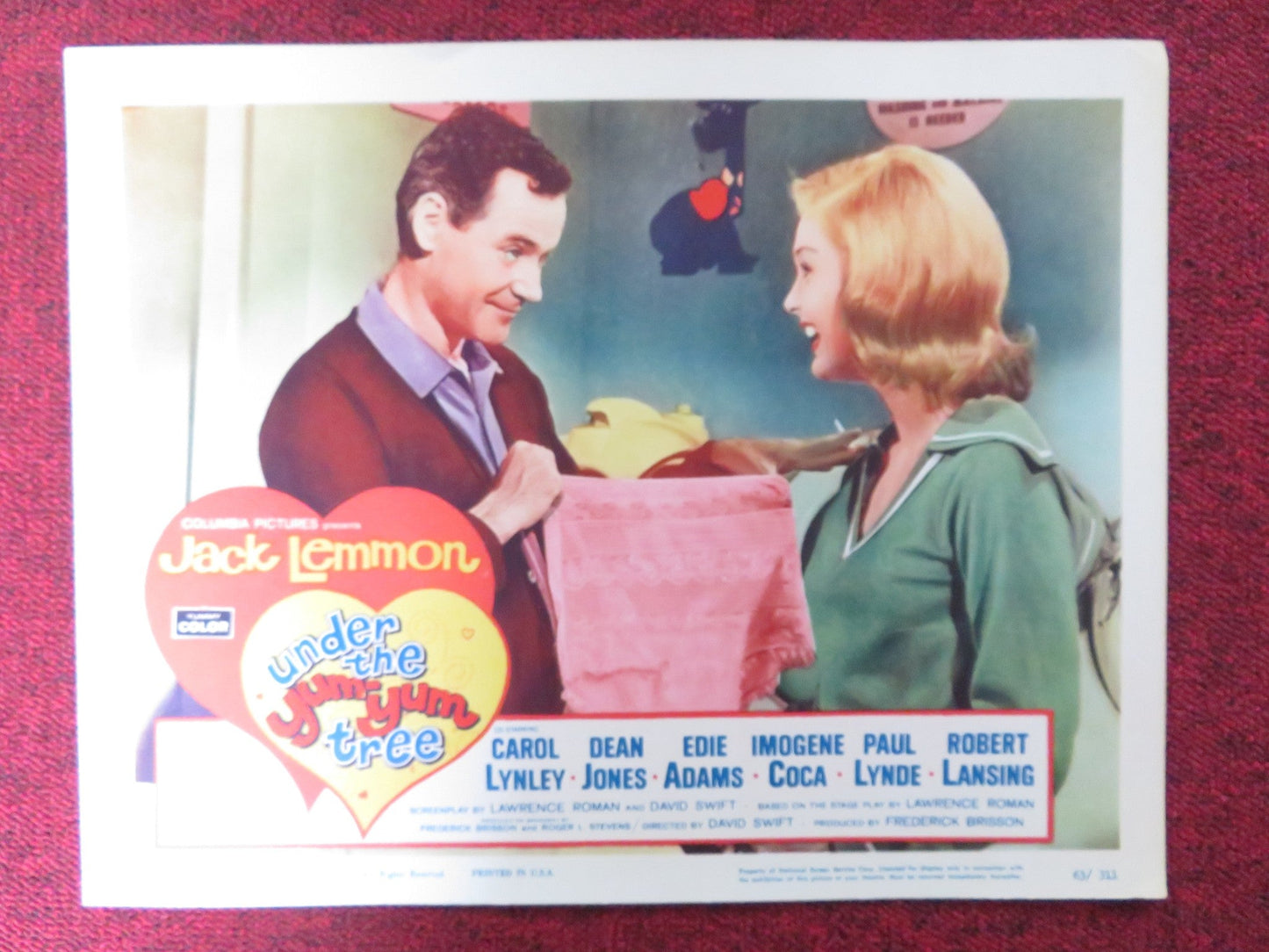 UNDER THE YUM YUM TREE US LOBBY CARD SET JACK LEMMON C. LYNLEY DEAN JONES 1963 Rendezvous Cinema Movie posters