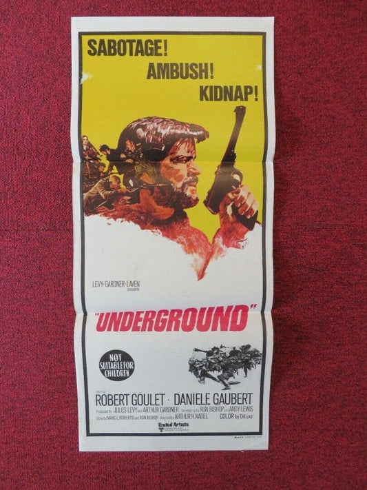 UNDERGROUND FOLDED AUSTRALIAN DAYBILL POSTER Robert Goulet Danièle Gaubert 1970 Movie posters