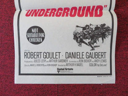UNDERGROUND FOLDED AUSTRALIAN DAYBILL POSTER Robert Goulet Danièle Gaubert 1970 Movie posters