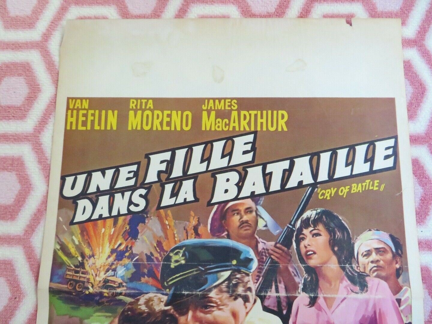 UNE FILLE DANS LA BATAILLE / CRY OF BATTLE BELGIUM (21"x 14") POSTER HEFLIN 1963 Movie posters