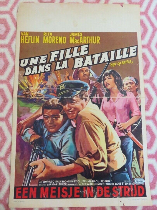 UNE FILLE DANS LA BATAILLE / CRY OF BATTLE BELGIUM (21"x 14") POSTER HEFLIN 1963 Movie posters