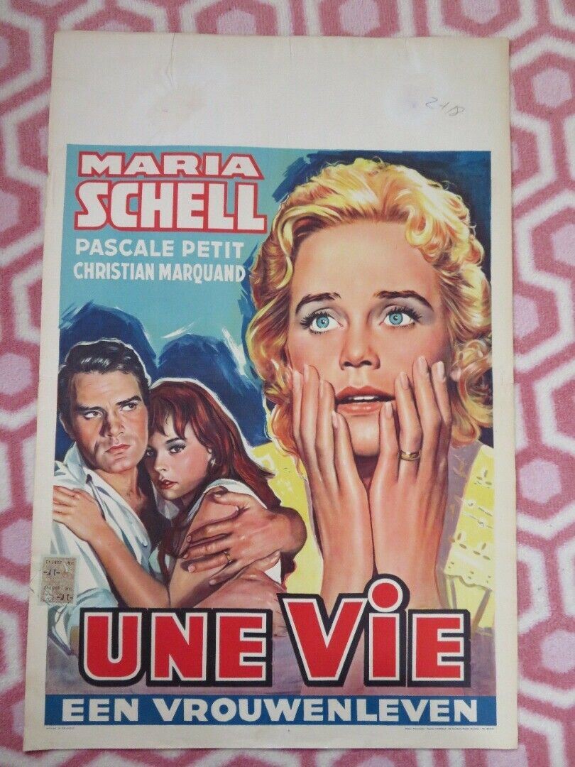 UNE VIE/One Life BELGIUM (22"x 14.5") POSTER MARIA SCHELL PASCALE PETIT 1958 Movie posters