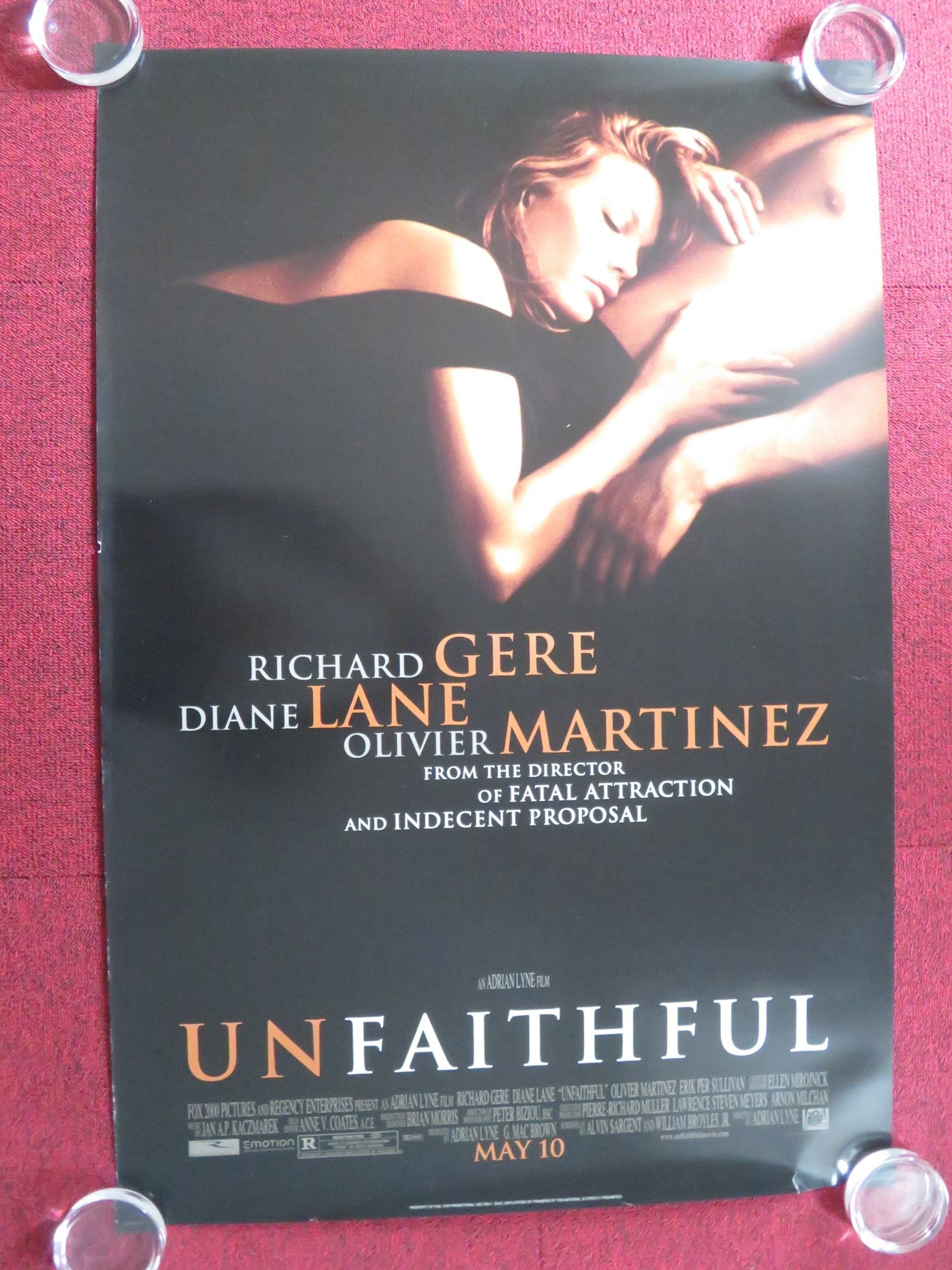 UNFAITHFUL - B US ONE SHEET ROLLED POSTER DIANE LANE RICHARD GERE 2002 Rendezvous Cinema Movie posters
