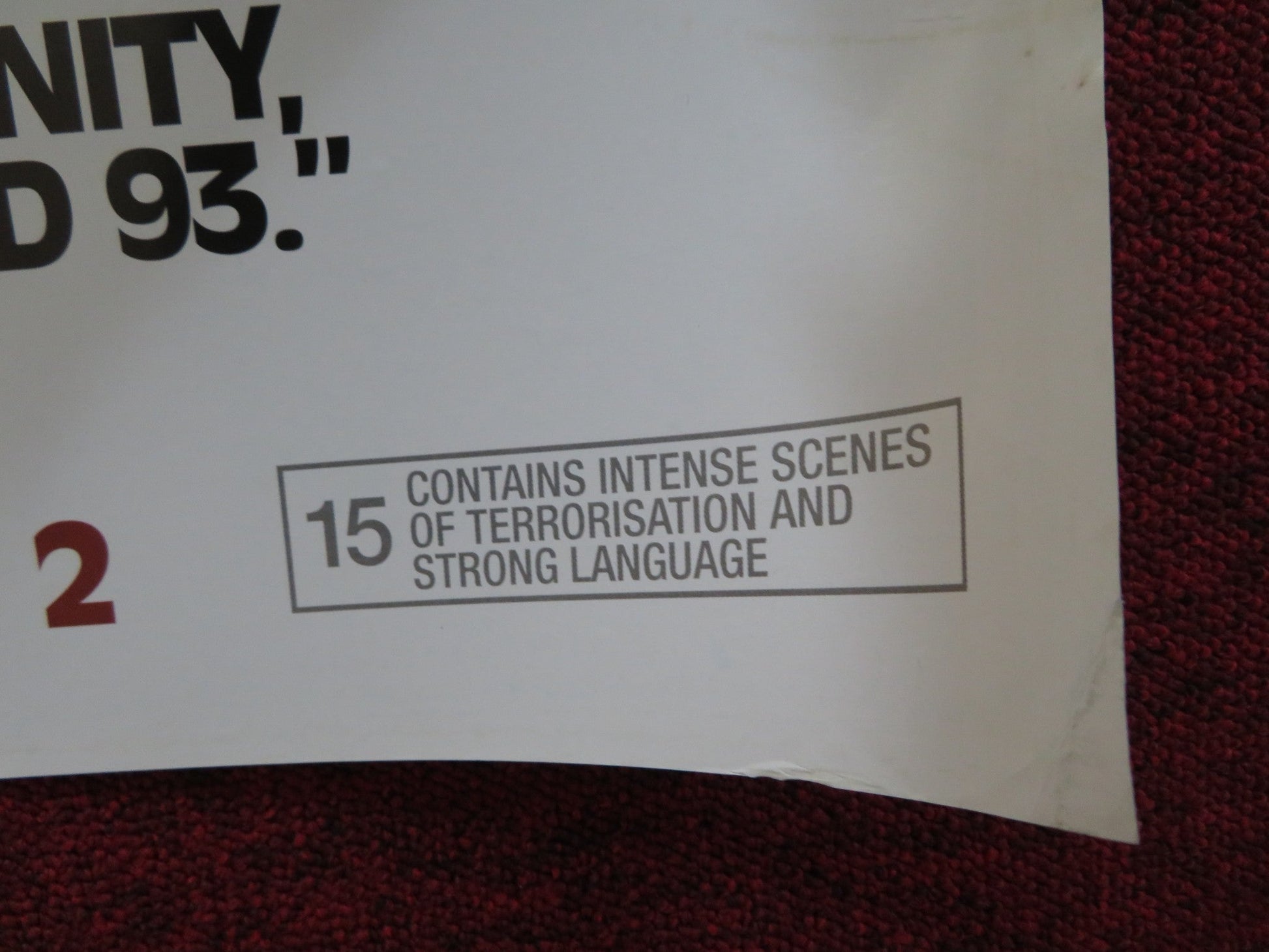 UNITED 93 - B UK QUAD (30"x 40") ROLLED POSTER J. J. JOHNSON GARY COMMOCK 2006 Rendezvous Cinema Movie posters